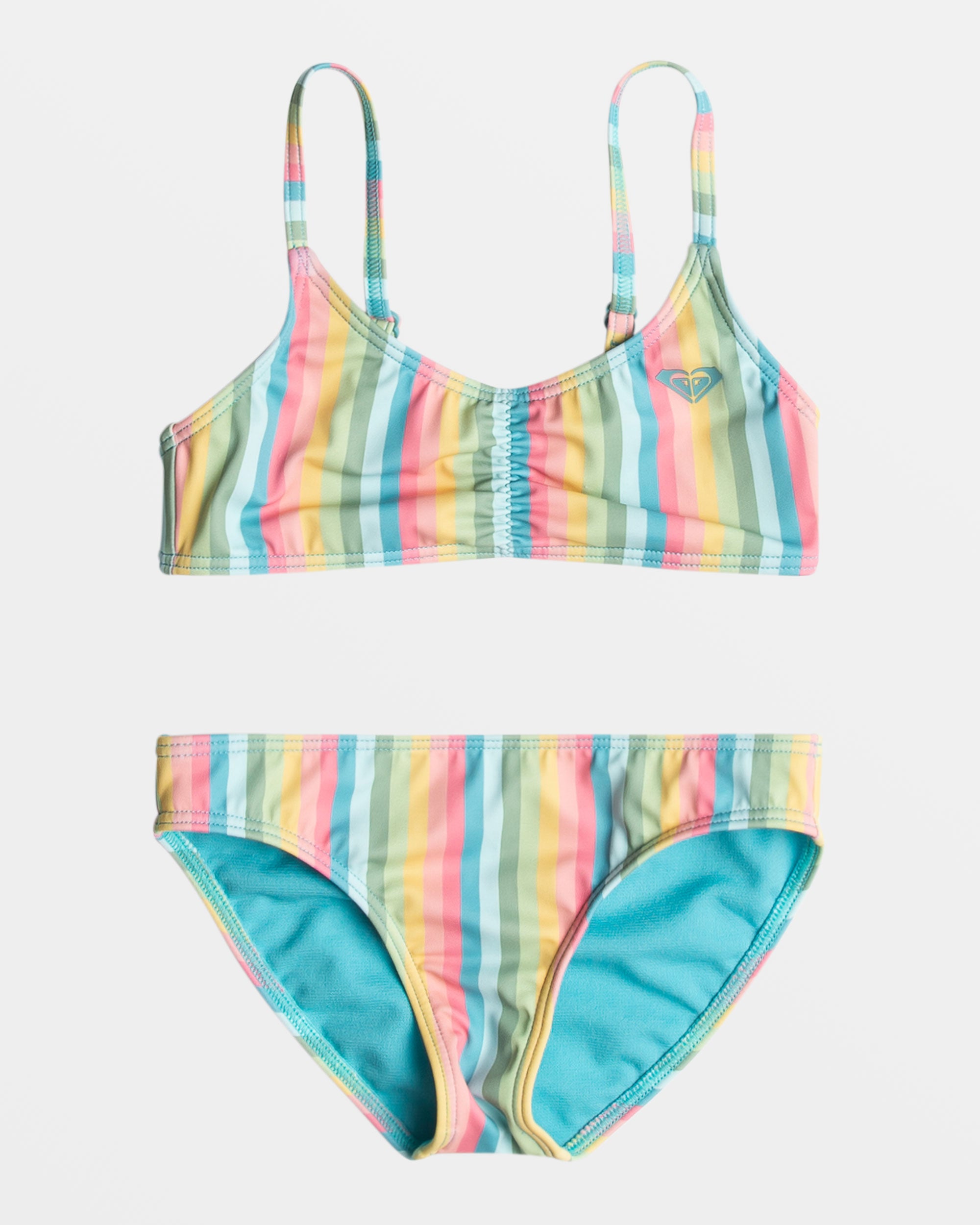 Girls 2 7 Rainbow Stripe Bralette Bikini Set Maui Blue Rainbow Stripe Roxy