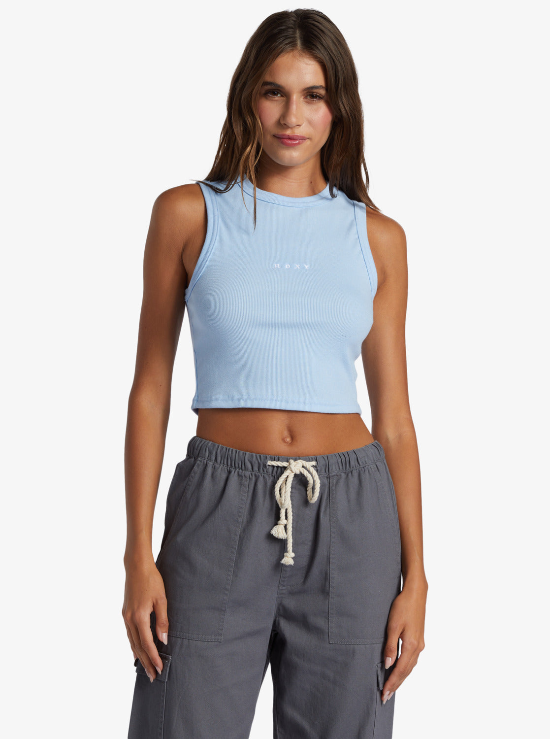 Roxify Fitted Ribbed Tank - Bel Air Blue