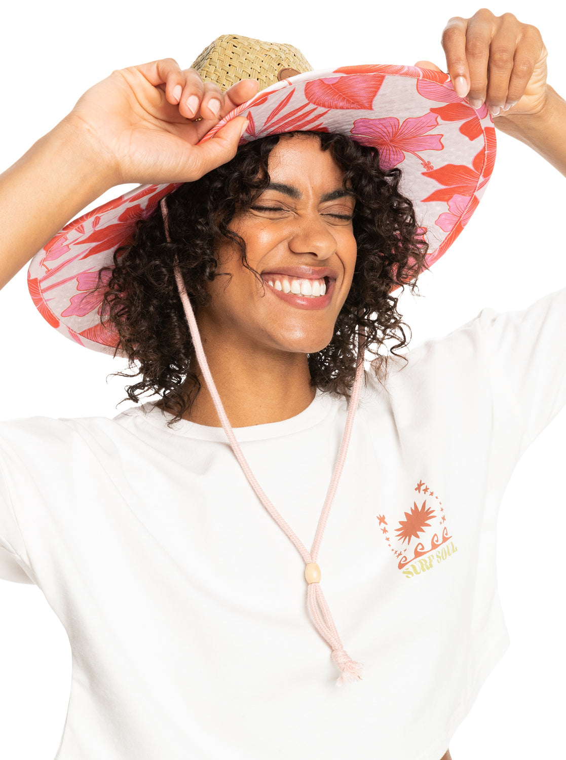 Pina To My Colada Printed Sun Hat - Pale Dogwood Lhibiscus –