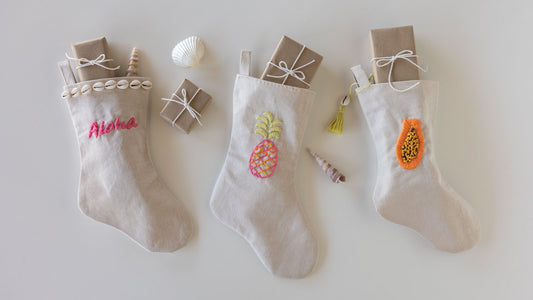 DIY Embroidered Pineapple Holiday Stockings