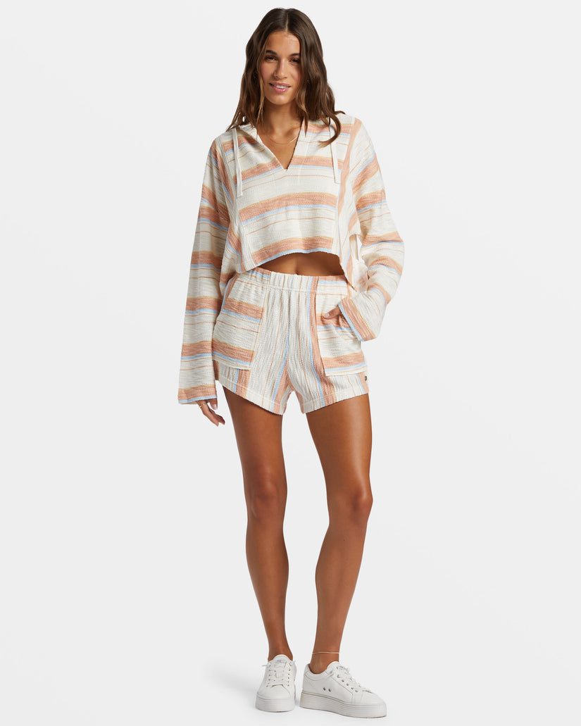 Todos Santos Poncho Style Hoodie - Cafe Creme Beach Blissed Strip