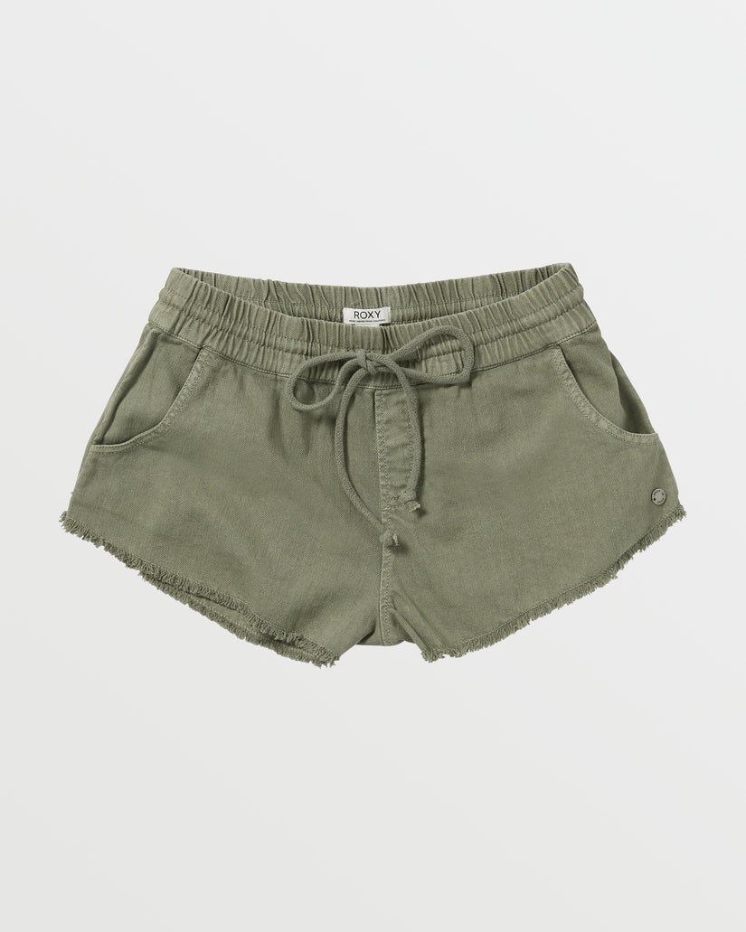 Scenic Route Elastic Waist Shorts - Deep Lichen Green