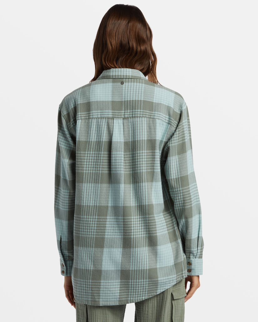 Let It Go Flannel Long Sleeve Shirt - Blue Surf Hallo Plaid