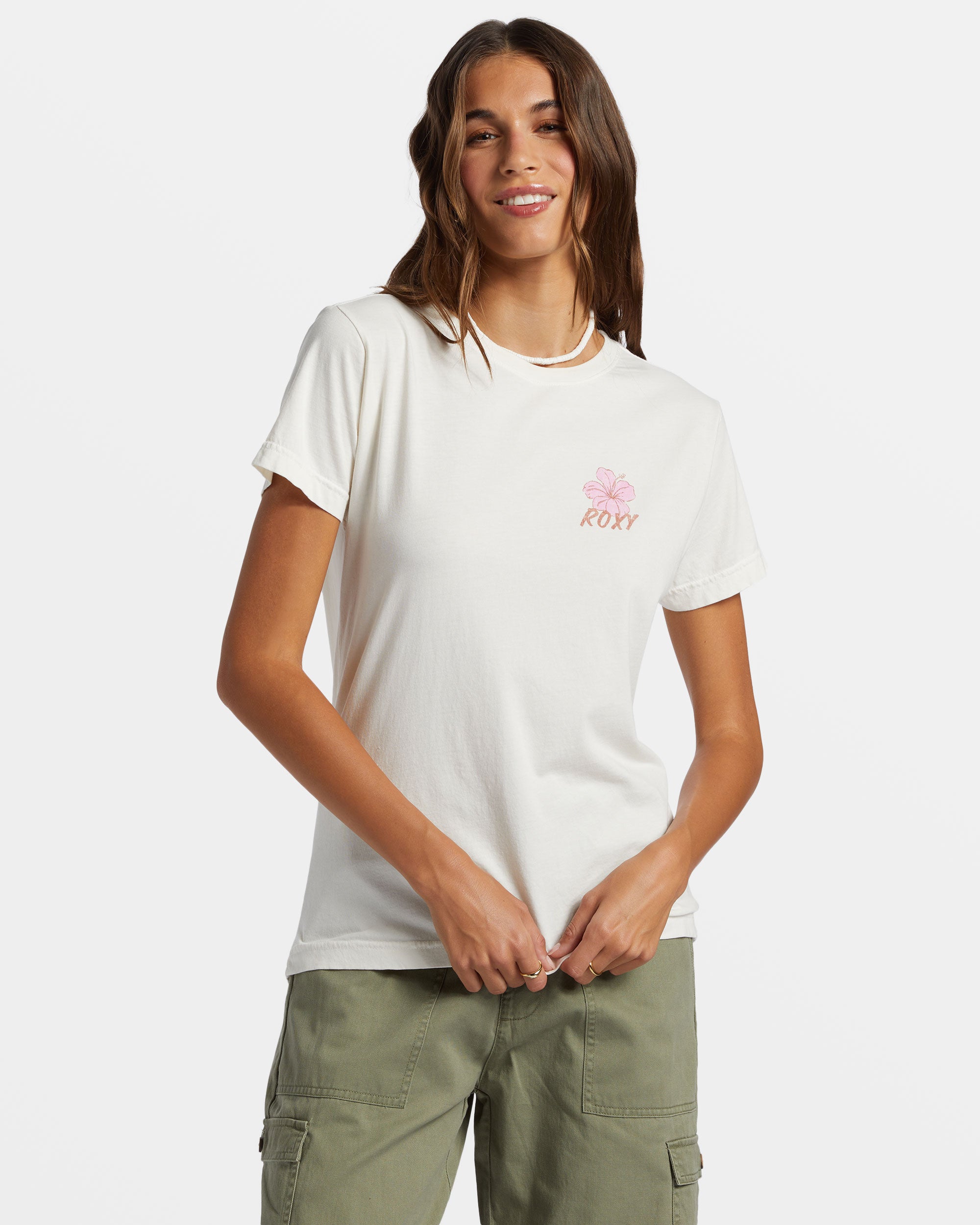 Hibiscus Paradise Boyfriend T-Shirt - Egret