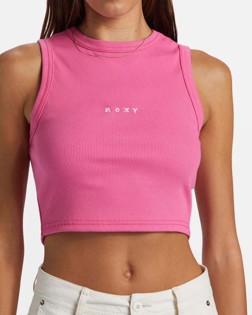 Roxify Fitted Ribbed Tank - Shocking Pink