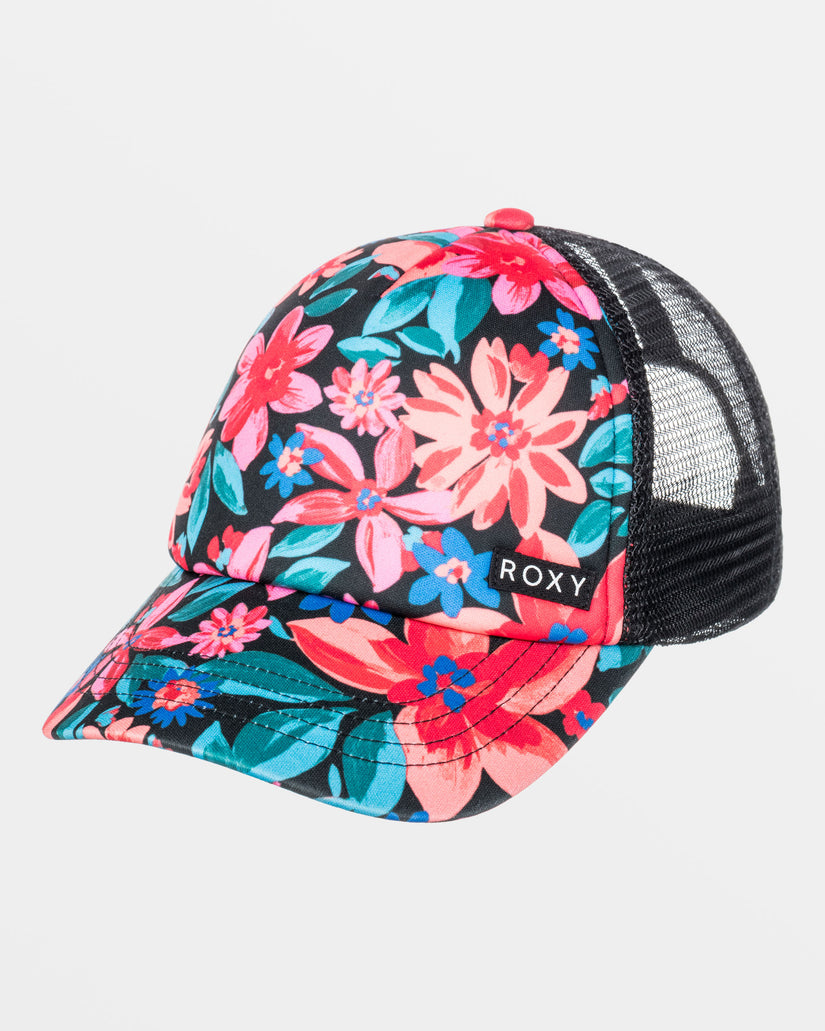 Girls 4-16 Honey Coconut Trucker Hat - Anthracite Floral Fiesta