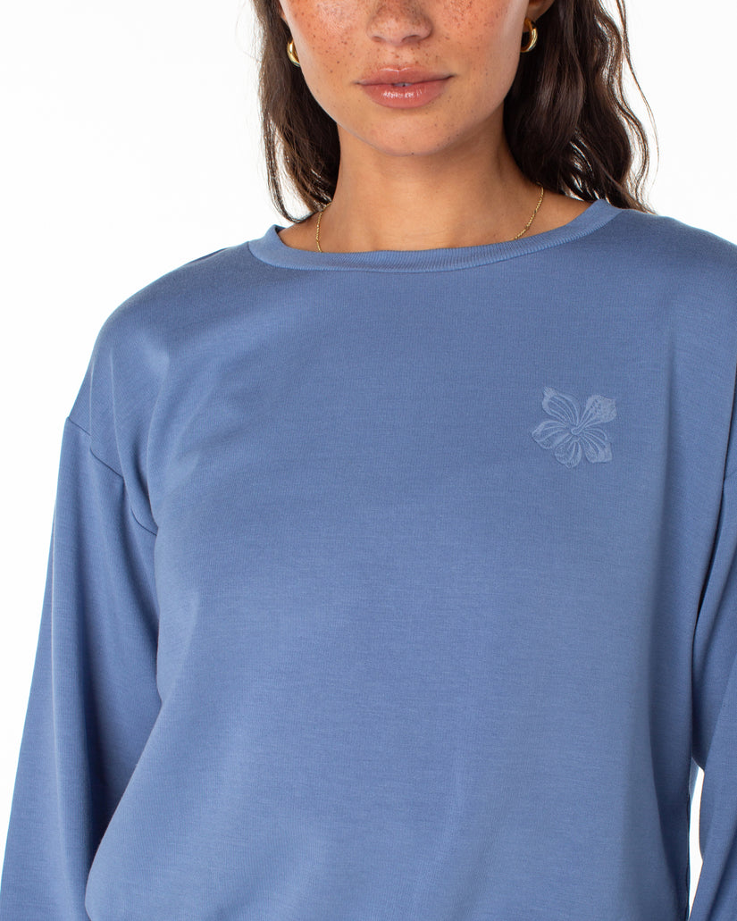 Surfing By Moonlight Pullover Sweatshirt - Infinity Blue