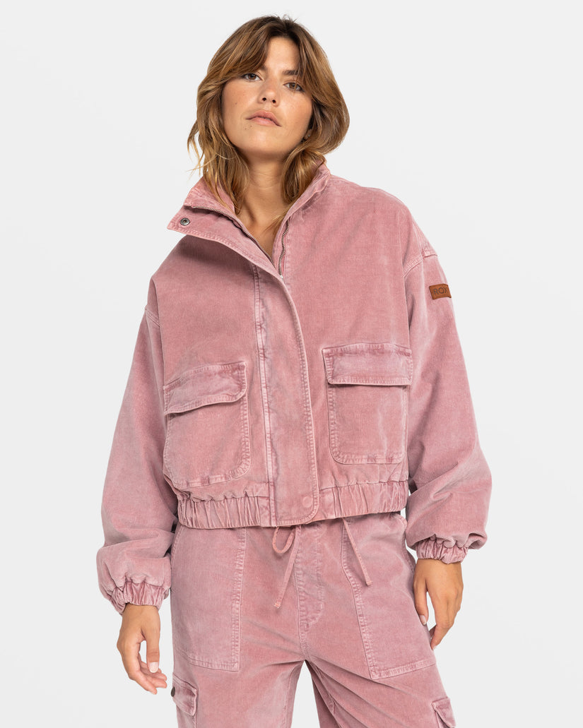 Slow Song Oversized Corduroy Jacket - Mauve Orchid