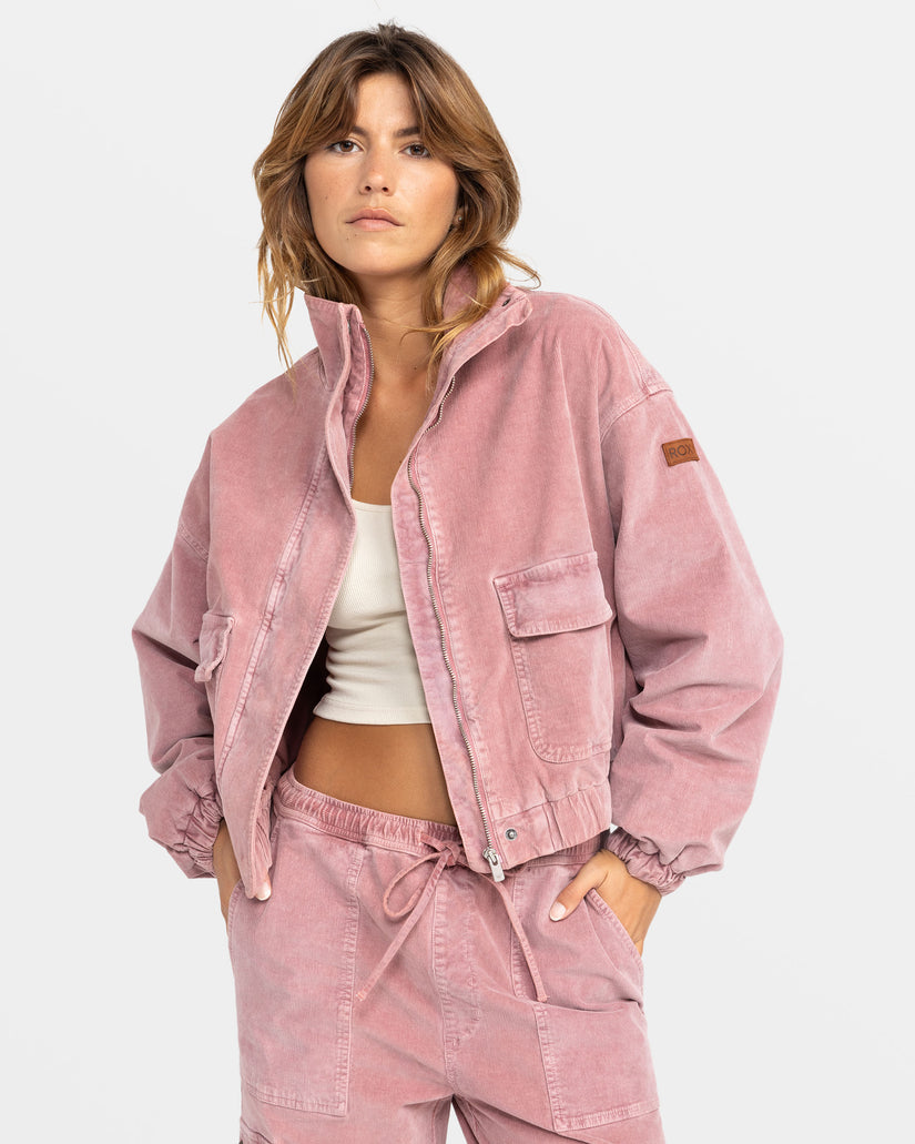 Slow Song Oversized Corduroy Jacket - Mauve Orchid