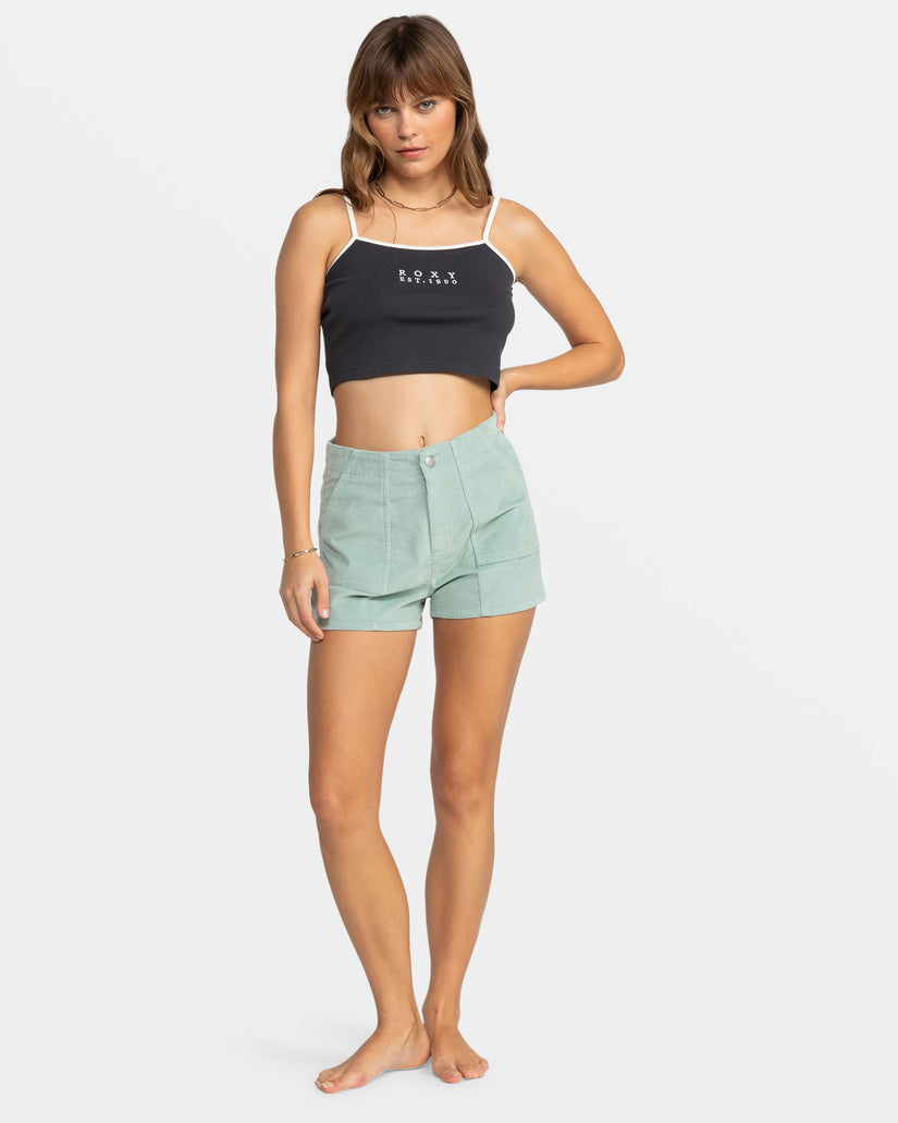 Sessions High Waist Corduroy Shorts - Blue Surf