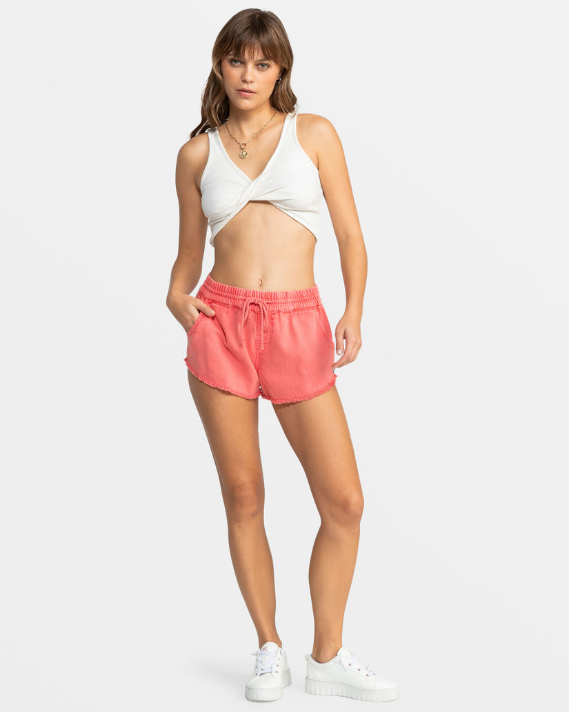 Scenic Route Elastic Waist Shorts - Hibiscus