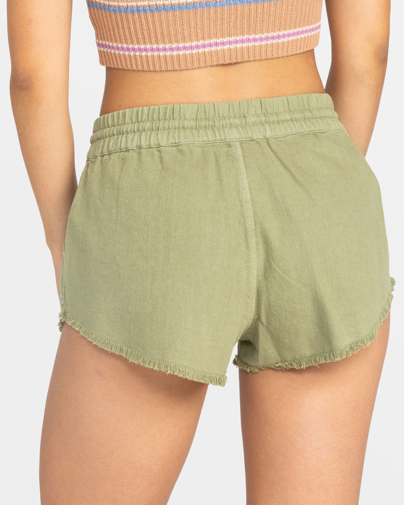 Scenic Route Elastic Waist Shorts - Oil Green