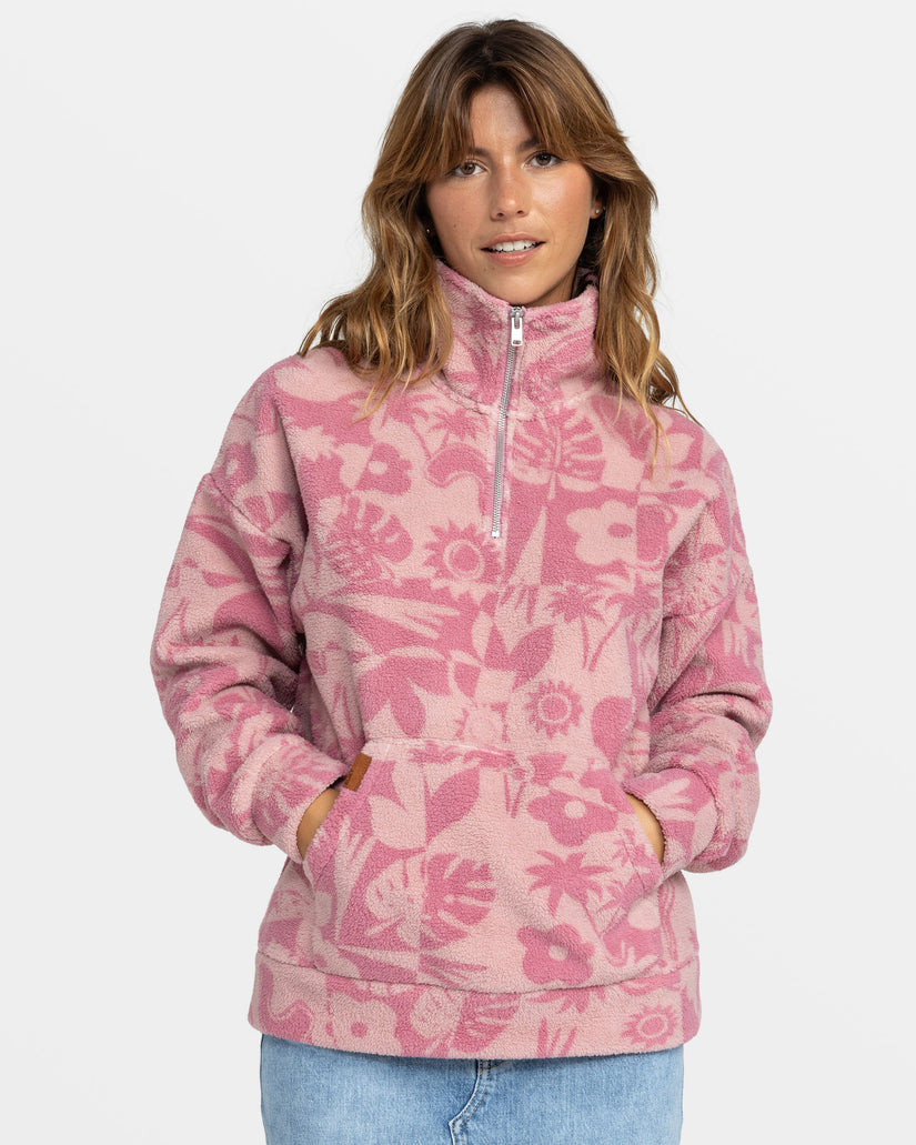 Live Out Loud Half Zip Polar Pullover - Mauve Orchid Sliceoparadise Po