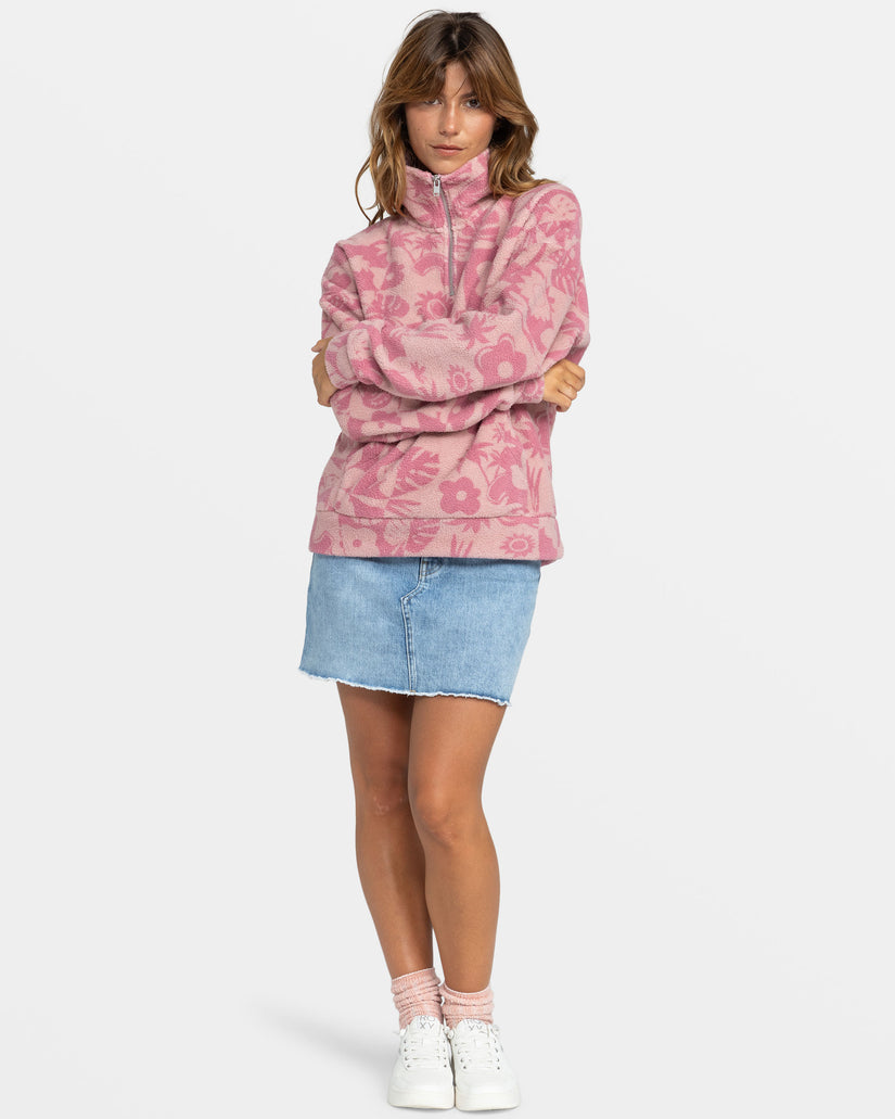 Live Out Loud Half Zip Polar Pullover - Mauve Orchid Sliceoparadise Po