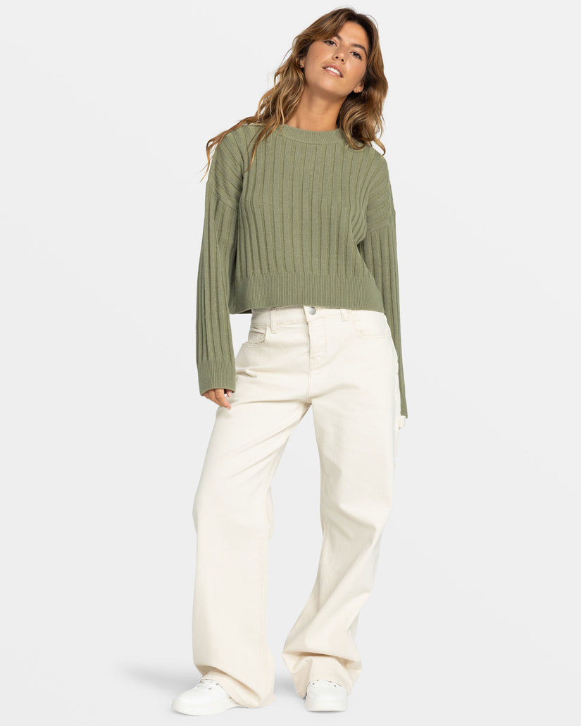 Exploring Diary Crew Neck Sweater - Oil Green