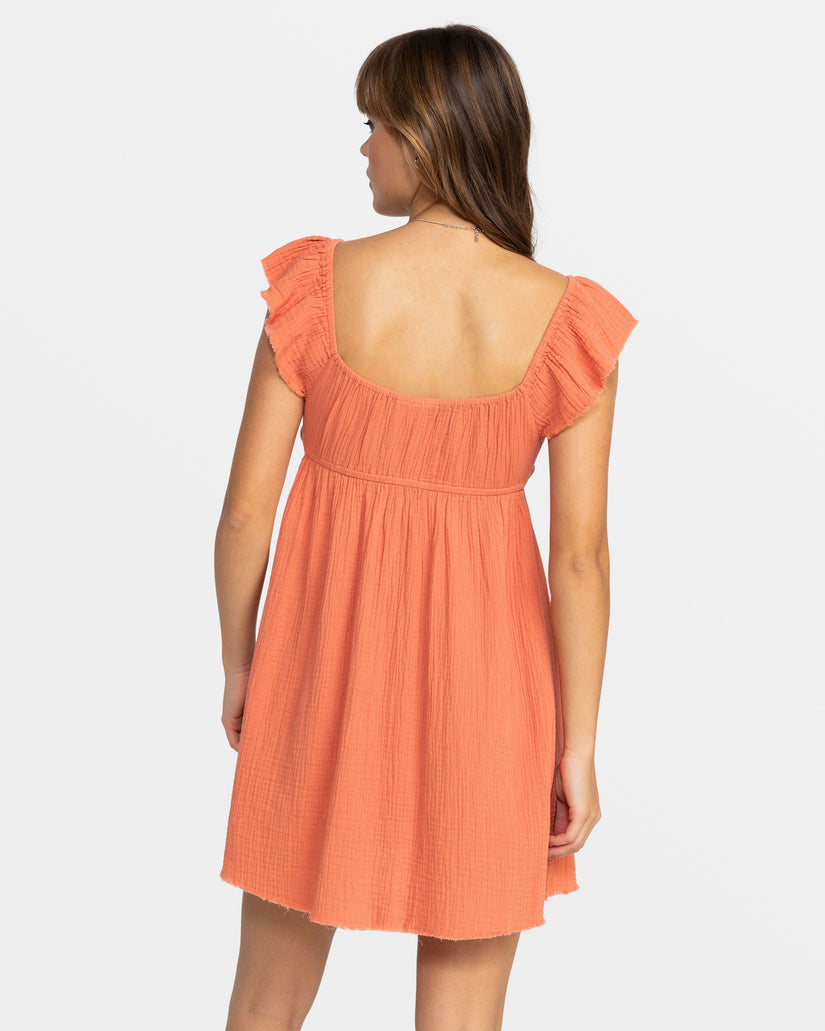 Luna Flutter Sleeves Mini Dress - Apricot Brandy