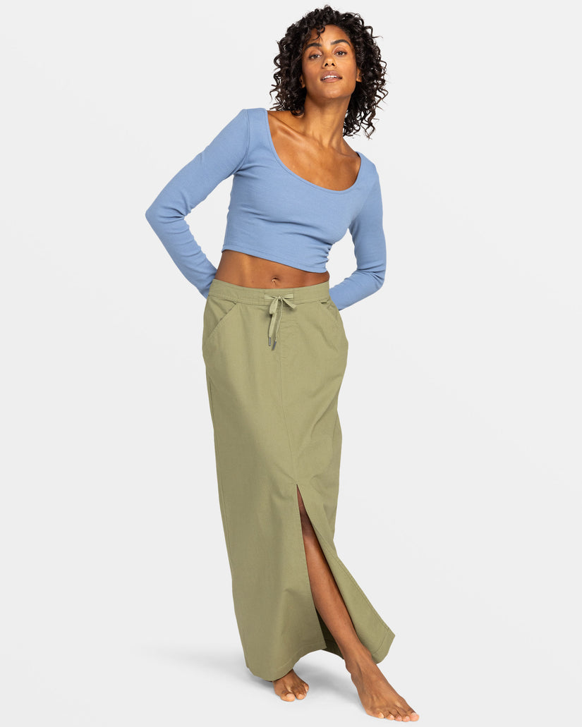 Iconic Land Midi Skirt - Oil Green