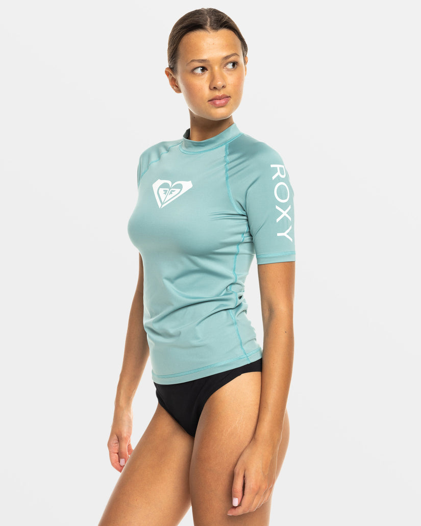 Whole Hearted Short Sleeve Upf 50 Rashguard - Mineral Blue