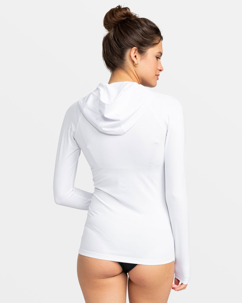 New Essentials Hooded Long Sleeve Zip-Up Rashguard - Bright White