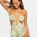 Beach Classics Fashion One Piece Swimsuit - Oil Green Leavin