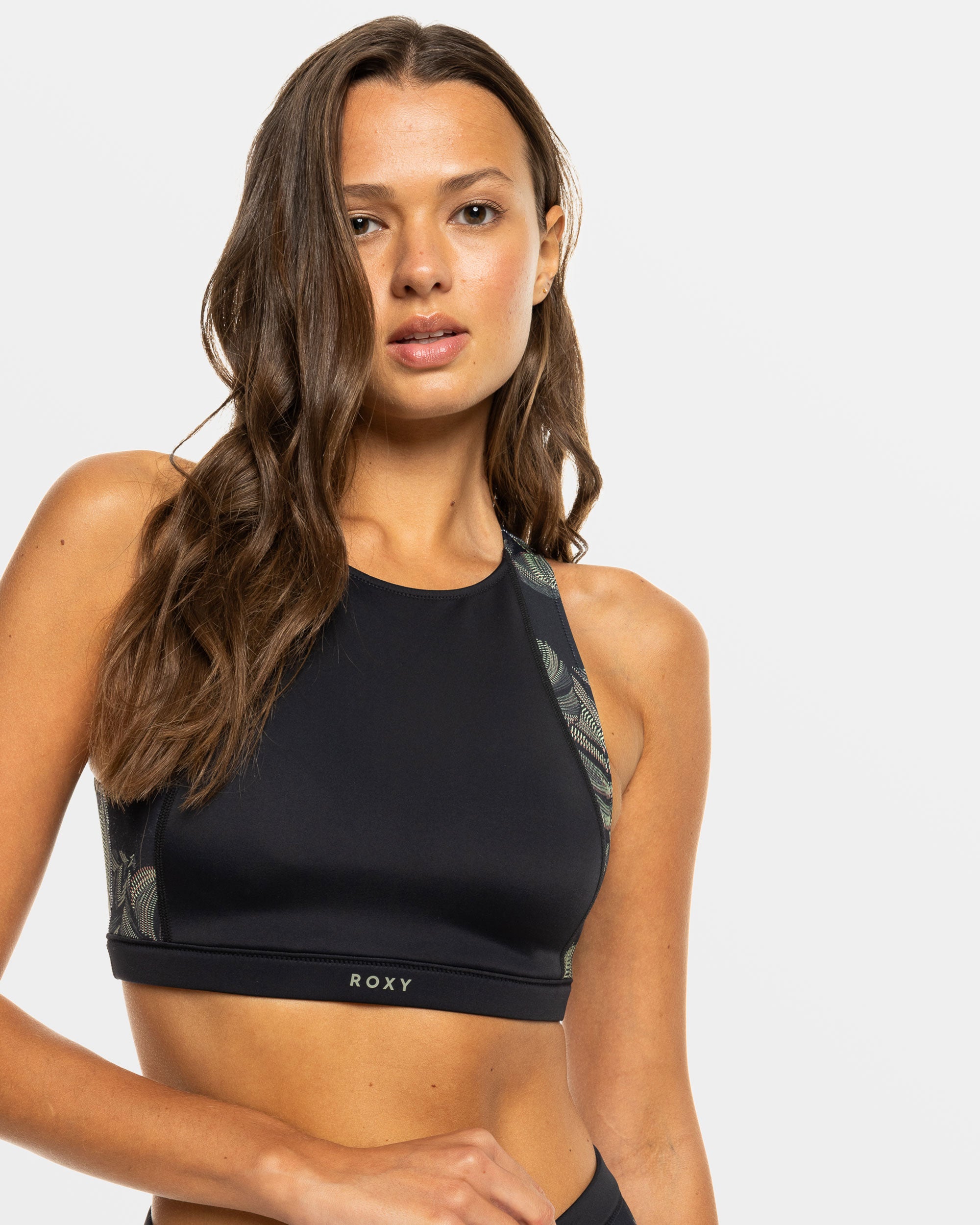 Roxy Pro Wave Crop Top Bikini Top - Anthracite The Palms Wetsuit | Roxy.com