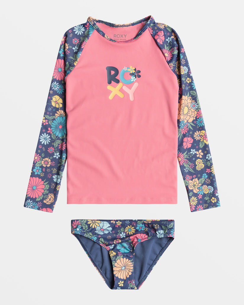 Girls 2-7 Baja Baby Long Sleeve Rashguard Set - Bijou Blue Baja Baby