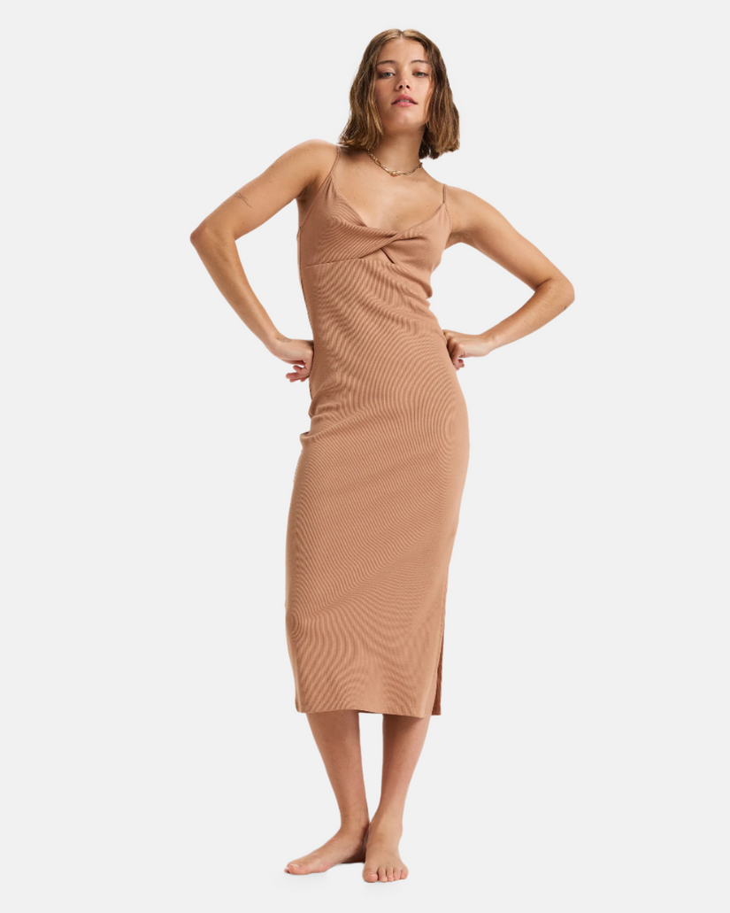 Wavey Lady Midi Dress - Camel