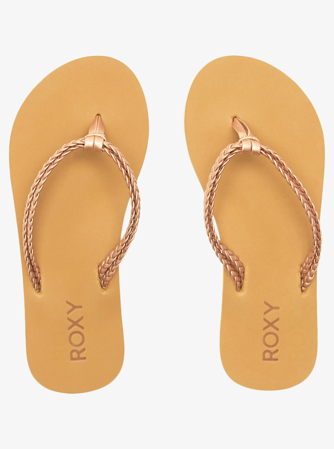 Roxy rose gold flip flops new arrivals