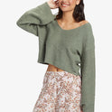 Made For You V-Neck Sweatshirt - Agave Green