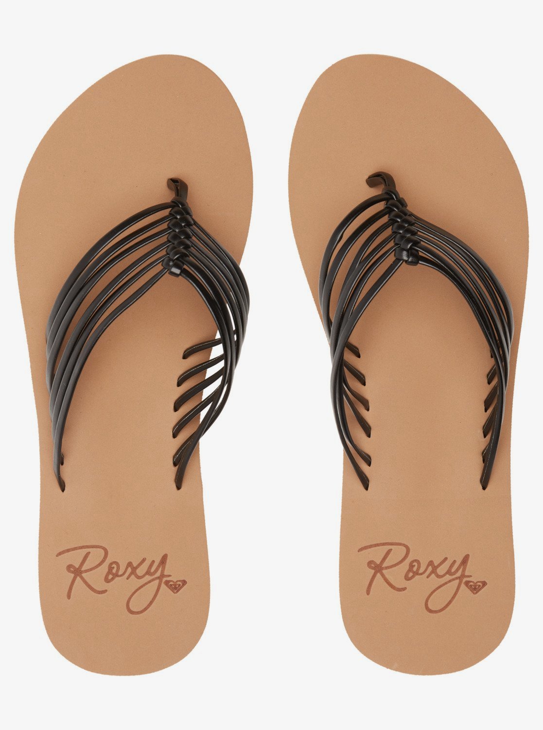 Roxy Womens Flip Flop Sandals Size 10 Black White Palm Design Dual Layer  Sole