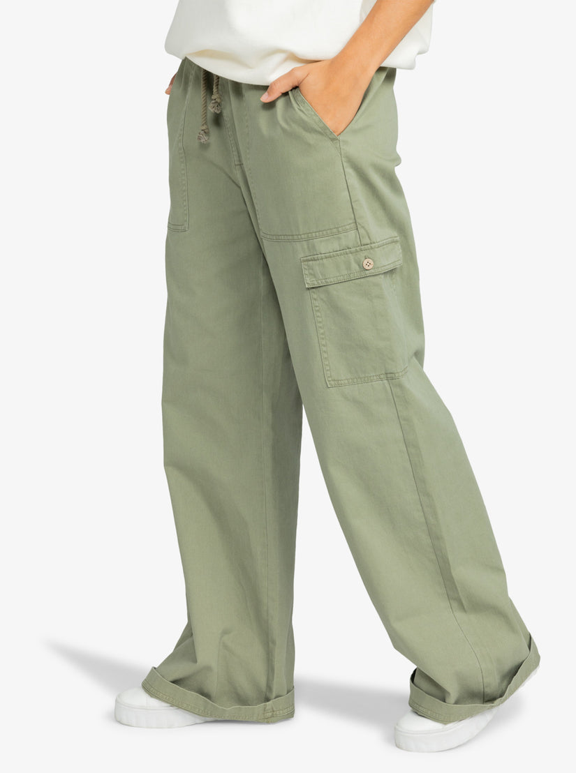 Precious High Waist Cargo Pants - Deep Lichen Green
