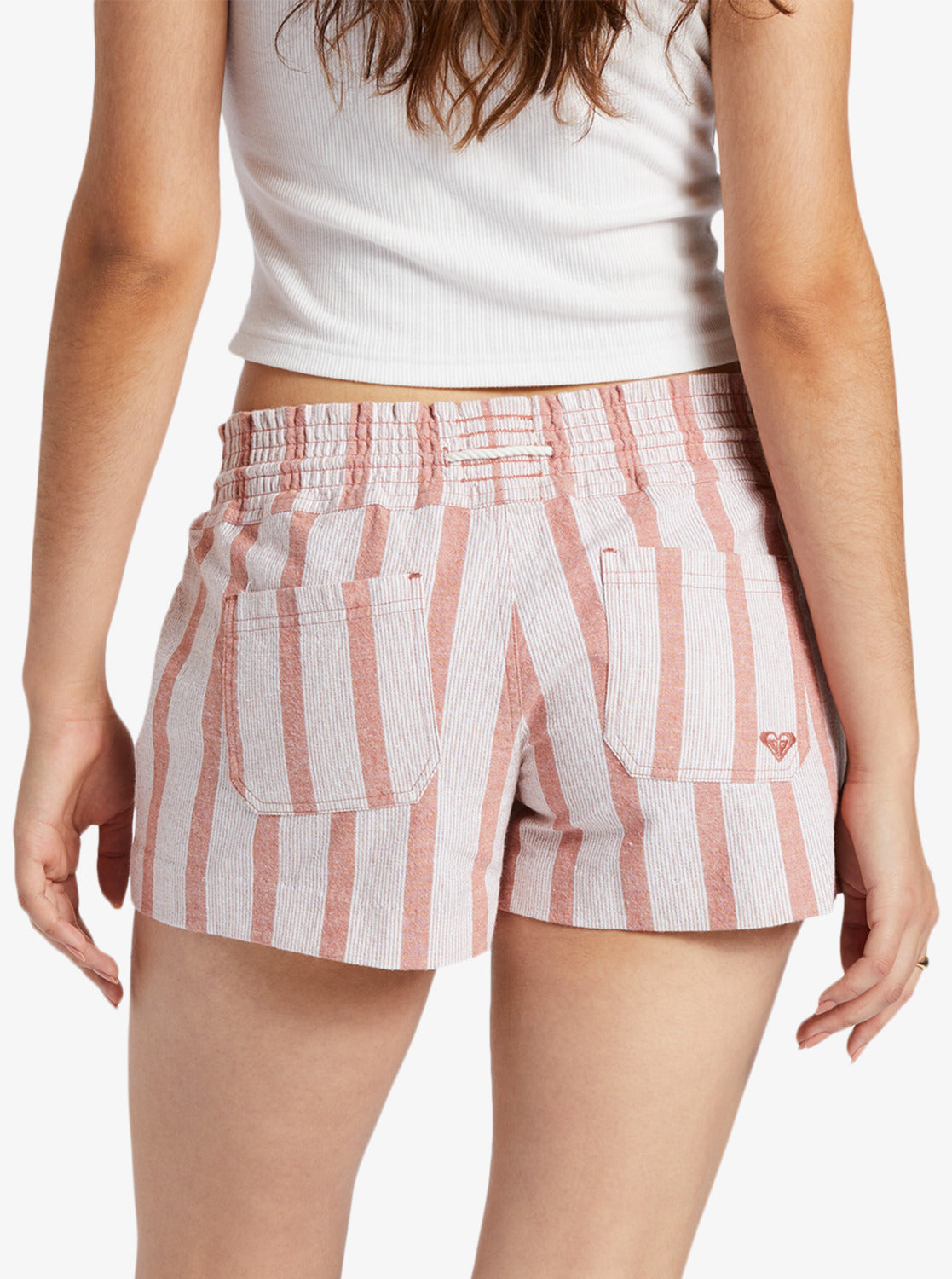 Oceanside Elastic Waist Shorts - Cedar Wood Bonzer Bico Stripe