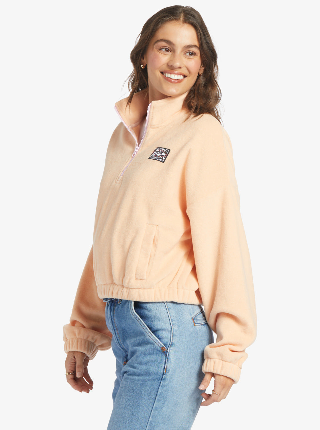 Dawn To Dusk Solid Half-Zip Fleece - Peach Parfait