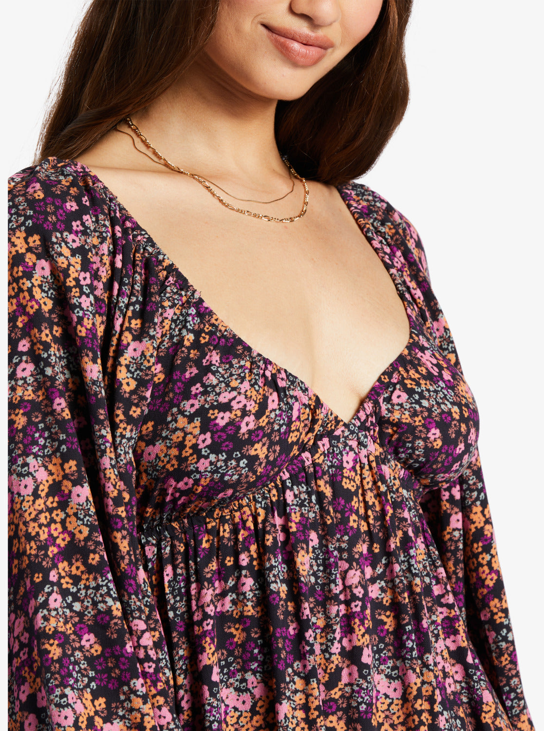 Sweetest Shores Puff Sleeve Dress - Anthracite Floral Daze – Roxy.com