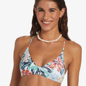 Printed Beach Classics Athletic Triangle Bikini Top - Bright White Soul Flower