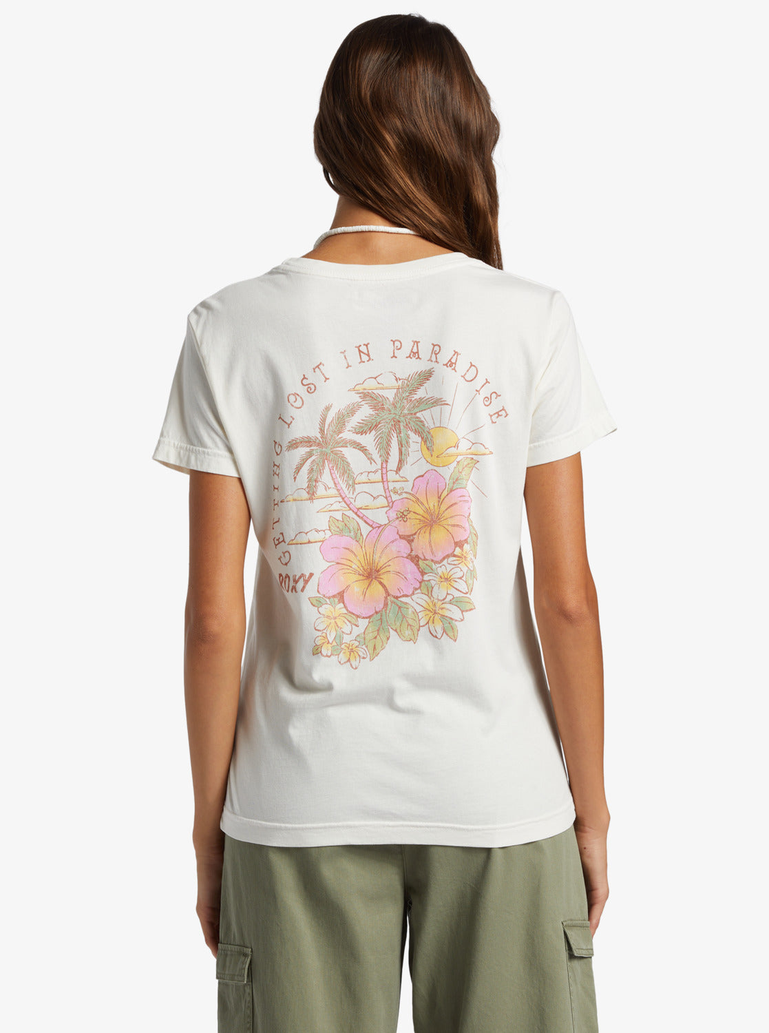 Hibiscus Paradise Boyfriend T-Shirt - Egret