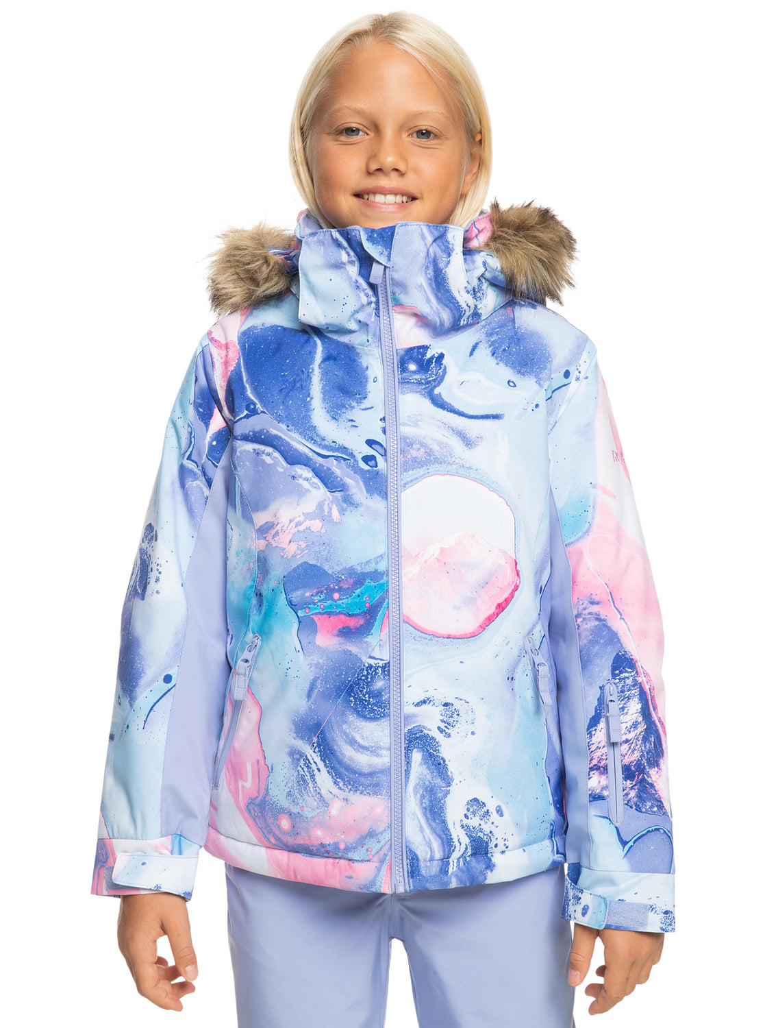 Girls 4 16 American Pie Technical Snow Jacket Azure Blue Landscape Roxy