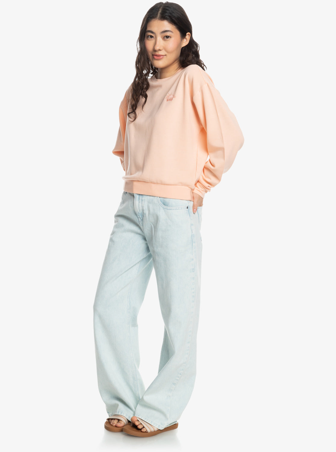 Surfing By Moonlight B Crew Neck Sweatshirt - Peach Parfait