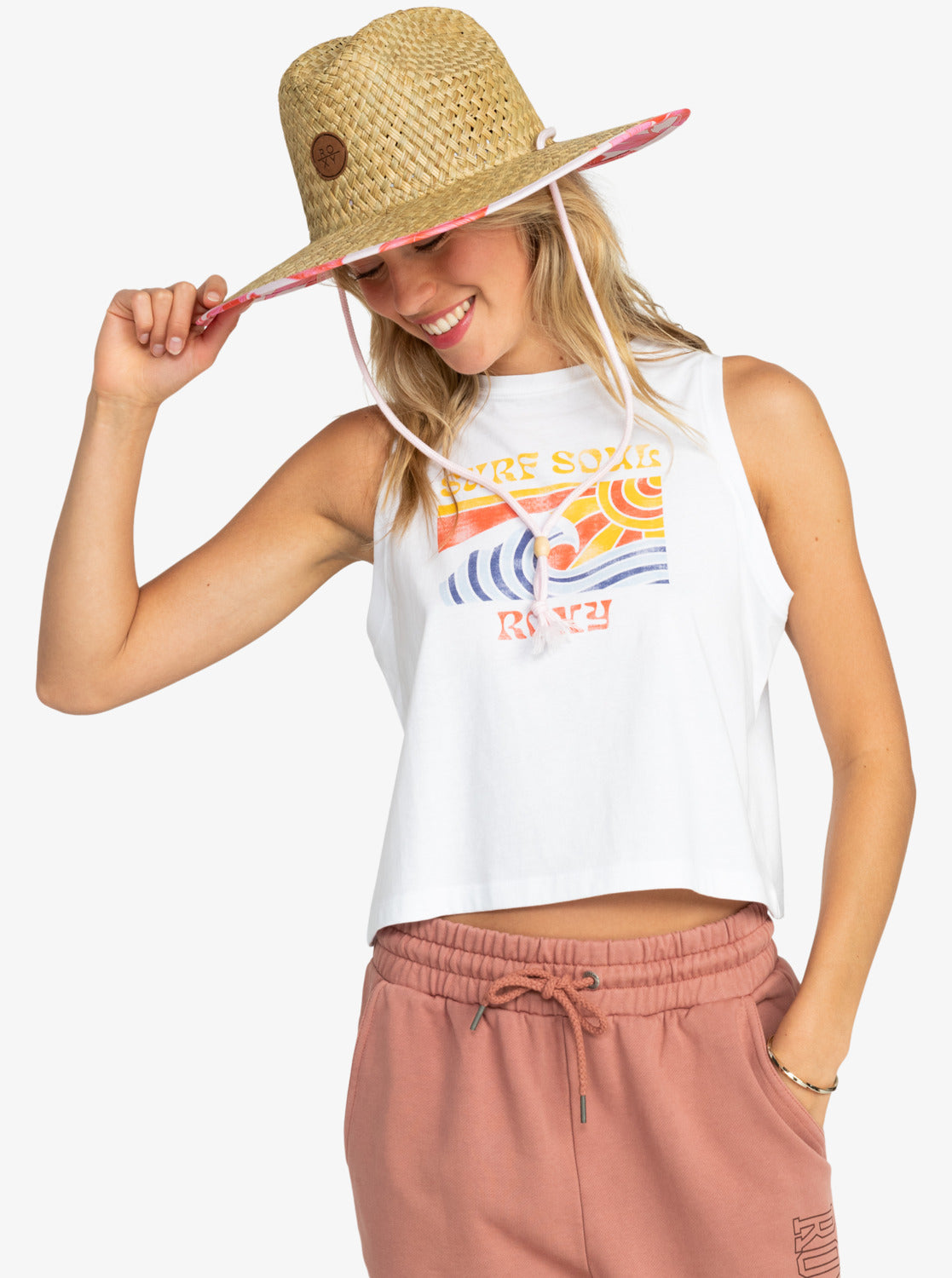 Pina To My Colada Printed Sun Hat - Pale Dogwood Lhibiscus