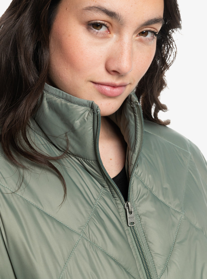 Wind Swept Lightweight Padded Packable Jacket - Agave Green – Roxy.com