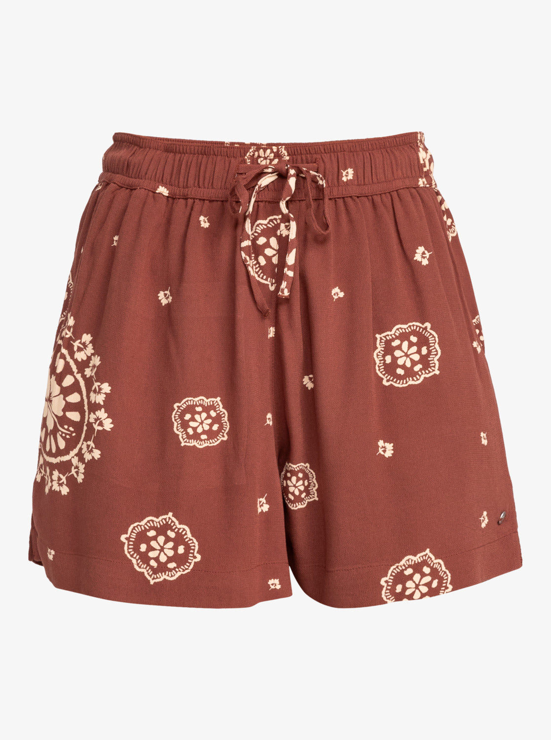 Lekeitio Break High-Waisted Printed Shorts - Root Beer Bacan Bandana