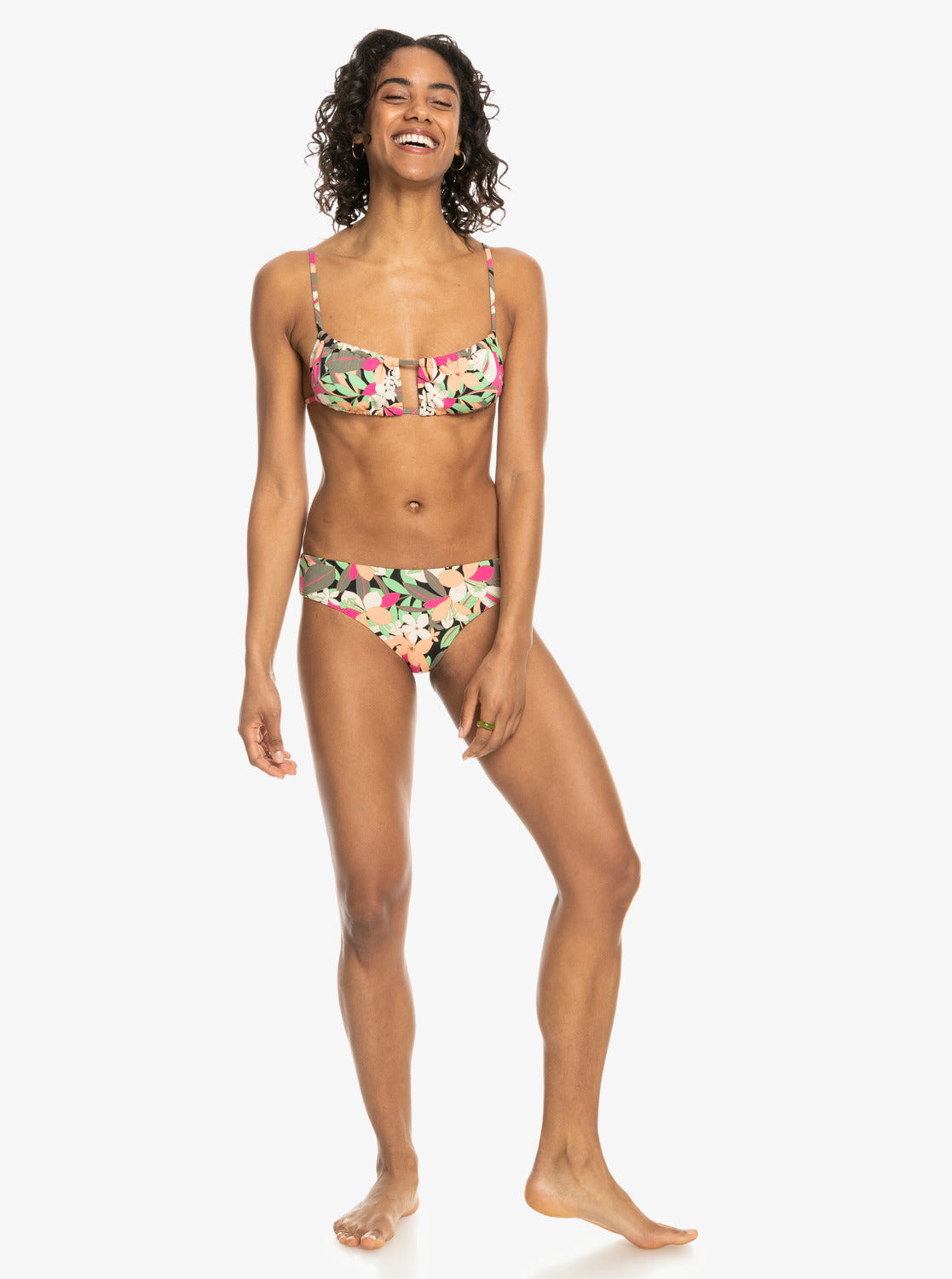 Roxy Active - Bralette Sports Bra Bikini Top Anthracite Floral