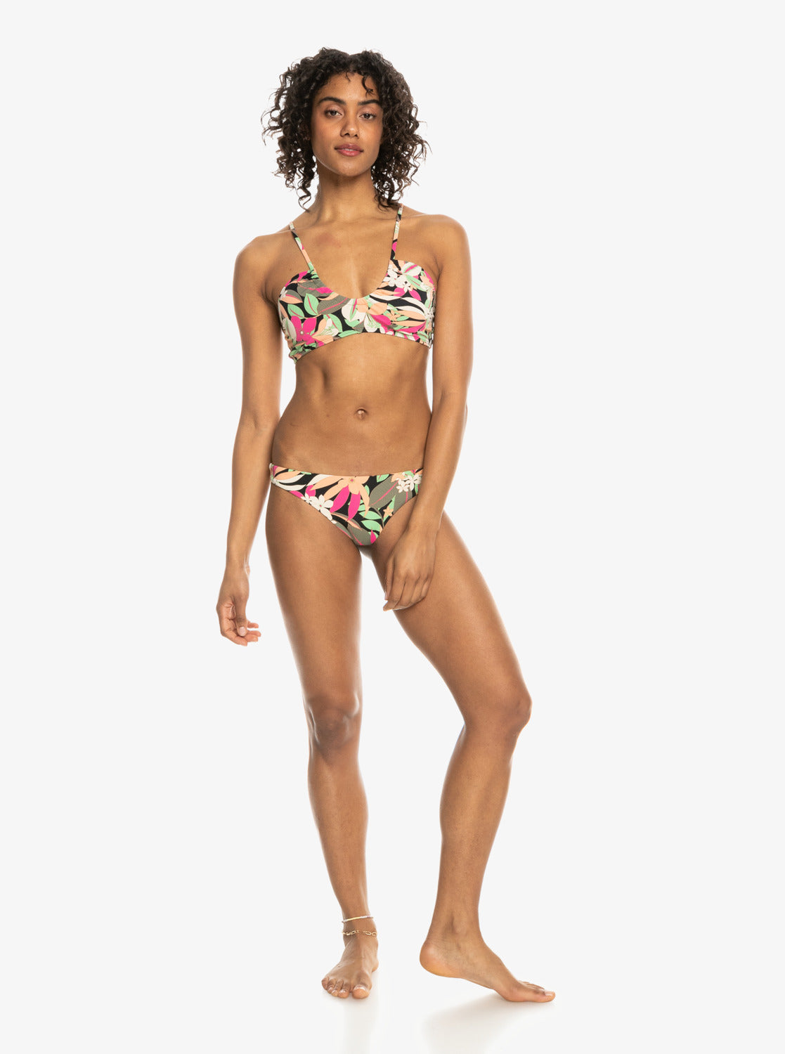 Printed Beach Classics Bra Bikini Top - Anthracite Palm Song S