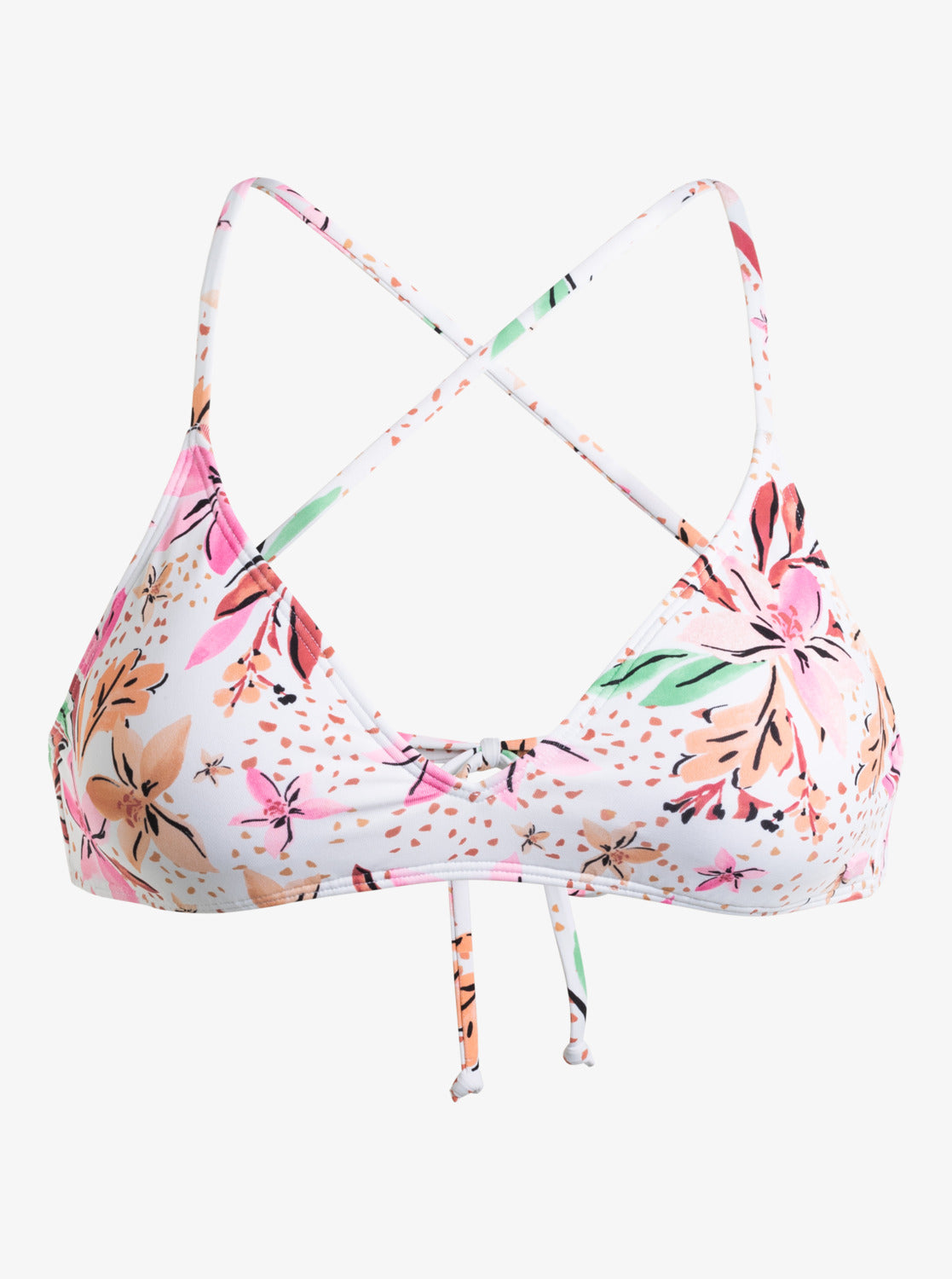 Printed Beach Classics Strappy Bra Bikini Top - White Happy Tropical Swim