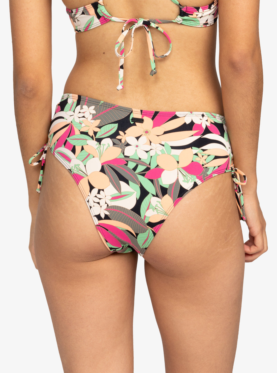 Printed Beach Classics Moderate Side-Tie Bikini Bottoms - Anthracite Palm  Song S