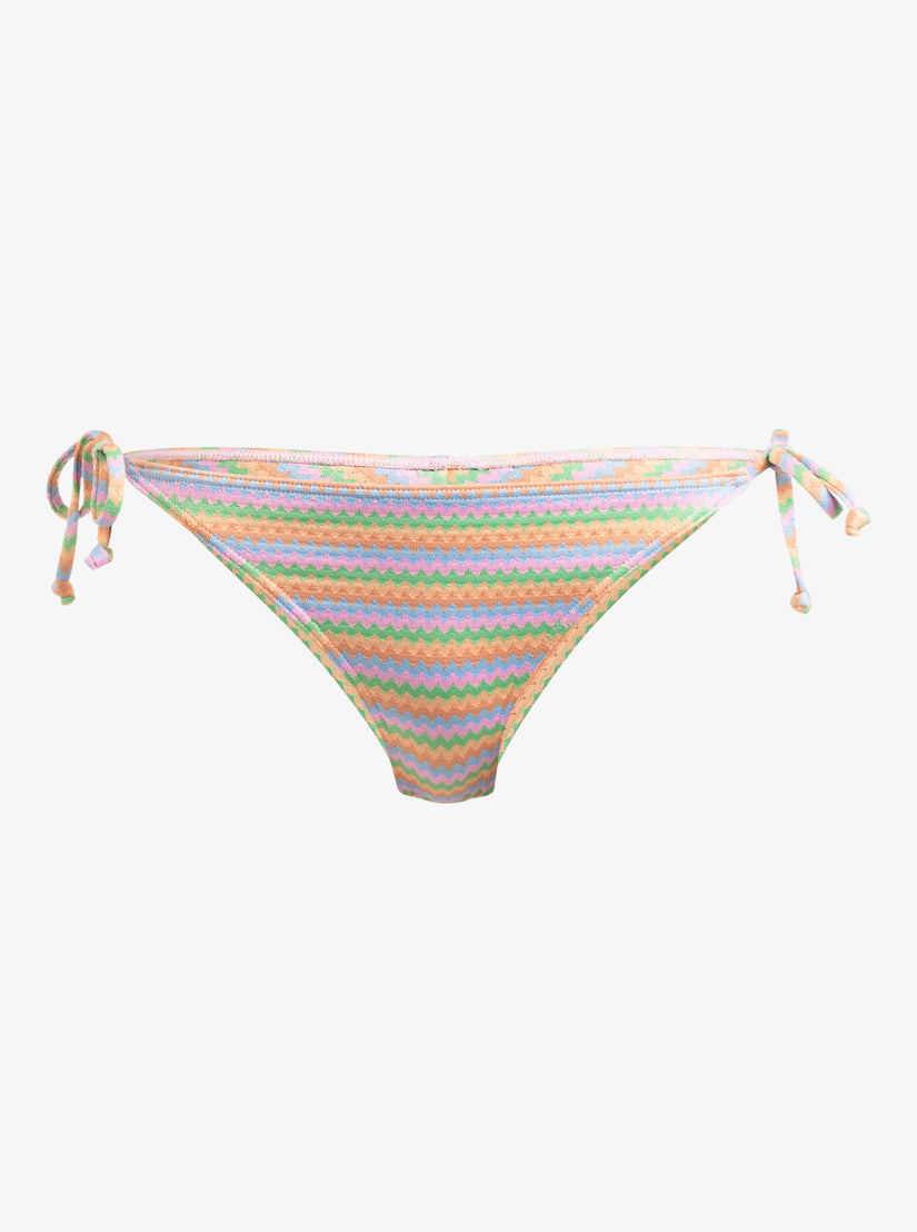 Wavy Stripe Cheeky Side-Tie Bikini Bottoms - Papaya Wavy Stripe S ...