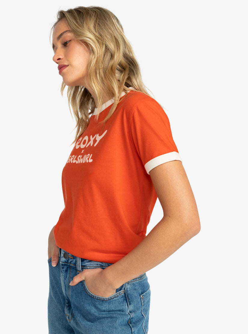 Roxy x Grl Swirl Ringer T-Shirt - Tigerlily