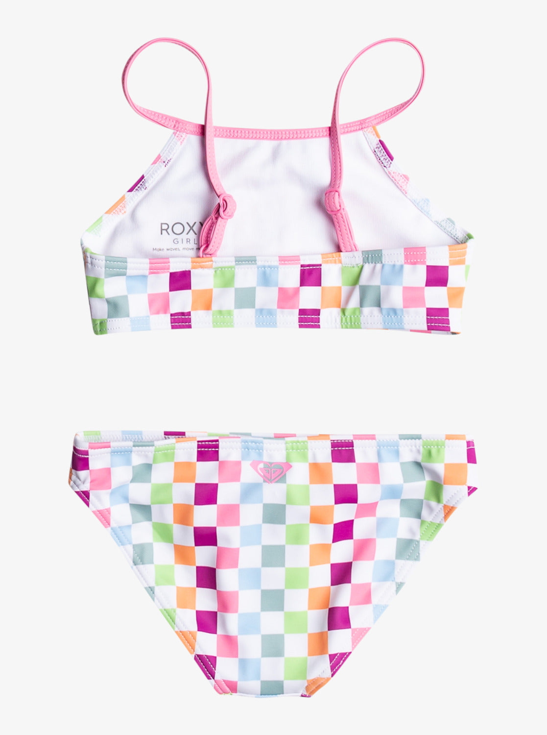 Girls' 2-7 Rainbow Check Two Piece Crop Top Bikini Set - Bright White