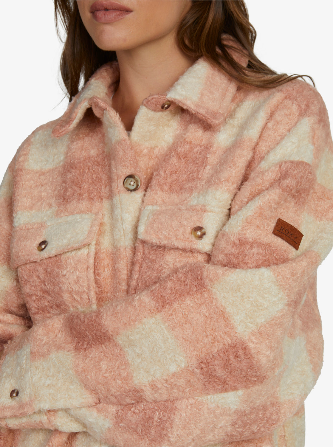 Over And Above Zip-Up Fleece - Paradiso Plaid Cafe Creme